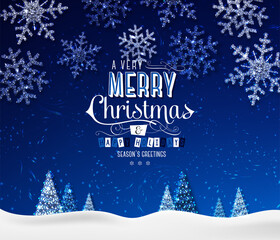 Christmas greeting card with christmas lettering . Beautiful Christmas background