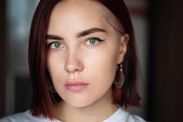 Portrait of a beautiful young woman. Selective focus.