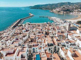 Naklejka premium Peniscola from above shot with a drone