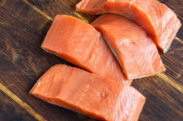 Salmon steak raw fish