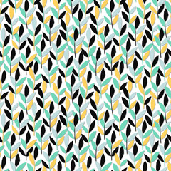 Seamless pattern in applique style with twigs leaves
