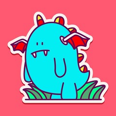 kawaii doodle monster sticker design illustration