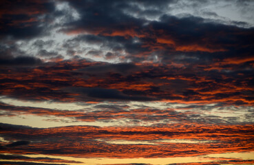 Beautiful and warm colored sunset sky.