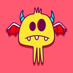 kawaii doodle monster sticker design illustration