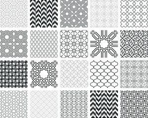 Set of seamless vector oriental geometric patterns. Repeat geometrical arabic abstract backgrounds. 10 eps design for fabric, textile, wrapping, cover etc.
