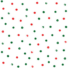 Christmas vector dot background. Red and green polka dot on white background. Polka dot background