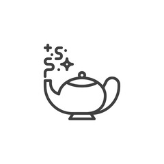 Magic lamp line icon. linear style sign for mobile concept and web design. Aladdin lamp outline vector icon. Symbol, logo illustration. Vector graphics