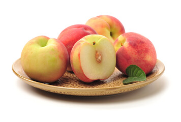ripe peach on white background 
