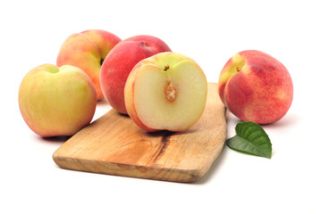 ripe peach on white background 