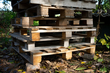 Wooden pallets stacked one on top of the other