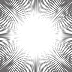 Comic book black and white radial lines background. Manga speed frame.Superhero action. Explosion vector illustration. Square stamp. © Oleksandr