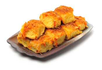 Natural delicious breakfast bread on white background