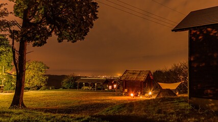 福岡県みやま市お牧山キャンプ場夜景