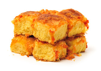 Natural delicious breakfast bread on white background