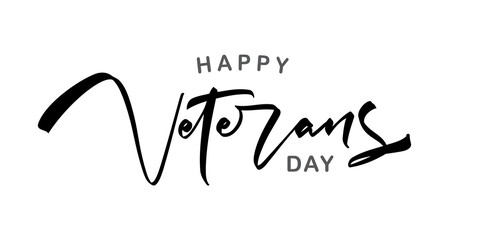 Vector illustration: Handwritten brush type lettering of Veterans Day