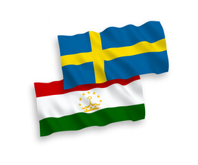 Flags of Sweden and Tajikistan on a white background