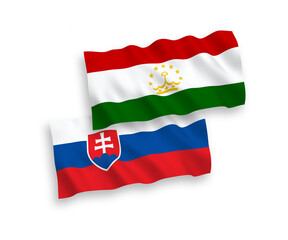 Flags of Slovakia and Tajikistan on a white background