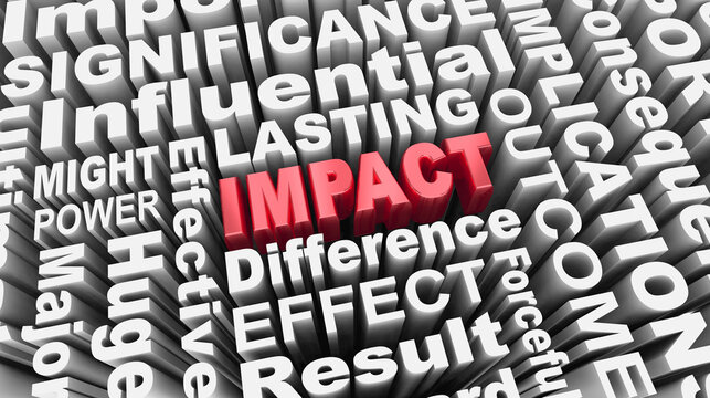 Impact Word Collage Big Huge Change Make Difference Result 3d Illustration