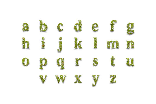 Decorative lowercase aphabet, xmas font mockup, isolated