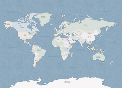 Fototapeta Children's world map in Russian.