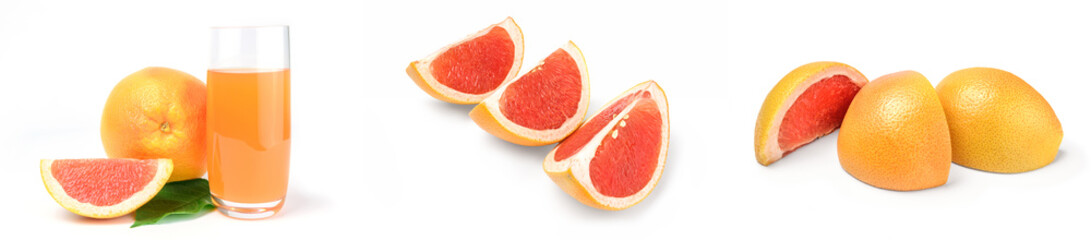 Collection of grapefruit on a isolated white background