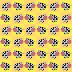 Smiling Cow Cute Illustration, Cartoon Funny Character, Pattern Wallpaper 