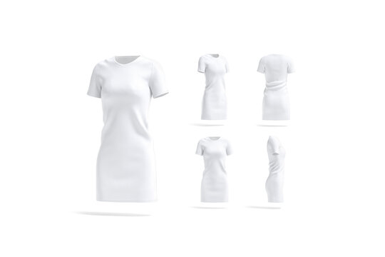 Blank white cloth dress mockup, different views