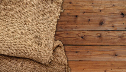 sack on wooden background