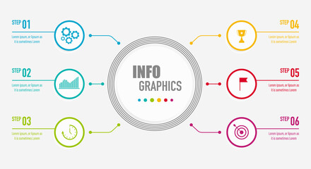 Infographics design vector and business icons with 6 options
