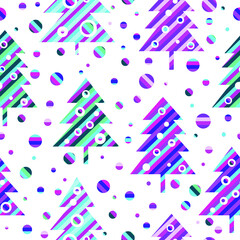 Seamless colorful pattern with beautiful stylized Christmas trees. Festive vector background. Textile, wrapping