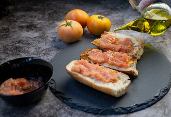 tomato and oil toast Mediterranean breakfast