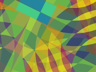 Beautiful of Colorful Art Green, Yellow, Purple, Orange, Blue and Pink, Abstract Modern Shape. Image for Background or Wallpaper