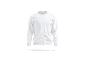Blank white bomber jacket mockup, front view