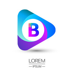 B letter colorful logo in the triangle shape, Vector design template elements for your Business or company identity.