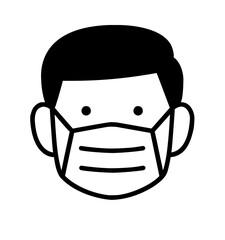 Black flat icon man in mask on white background