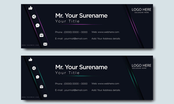 Email Signature, Colorful Email signature template, Set of email signature template design,