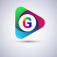 G letter colorful logo in the triangle shape, Vector design template elements for your Business or company identity.