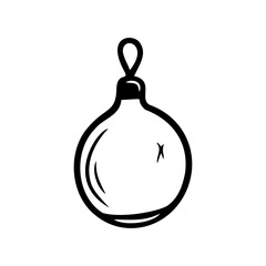 Hand drawn christmas ball isolated on a white background. Holiday elements. Doodle, simple outline illustration. It can be used for decoration of textile, paper.
