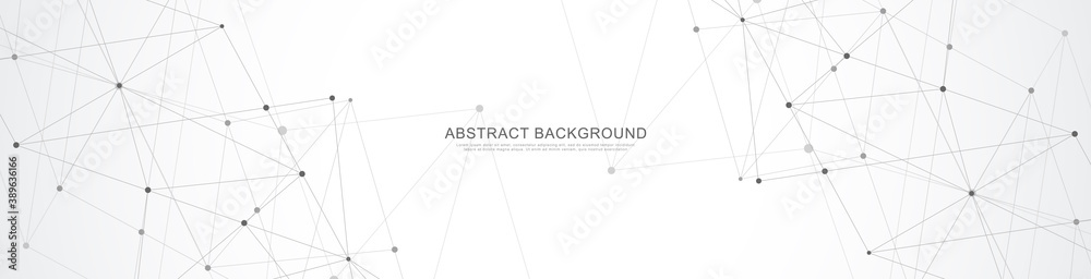 Fototapete website header or banner design with abstract geometric background and connecting dots and lines. gl
