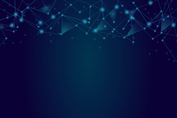 Network abstract connection isolated on blue background. Network technology background with dots and lines. Ai background. Connect vector. For ai digital design, network technology