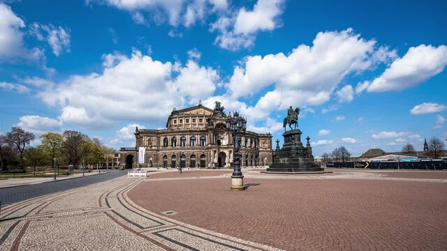 Hyperlapse of Dresden Semperopera City view in Saxony Germany old town 