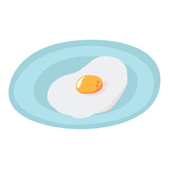 Fried egg. Vector illustration, isolated on a  white background.