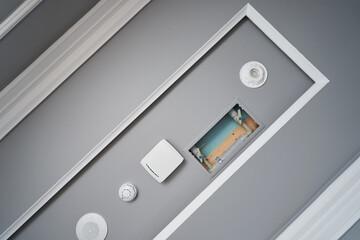 Ceiling built-in communications, fire alarm, loudspeaker, Wi-Fi router and water supply for...