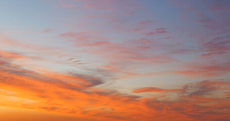 sunset of the red sun on a variegated colored sky
