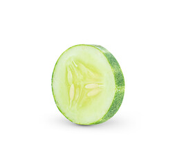 Cucumber slices isolated on white background.