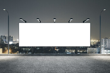 Empty white billboard on roof. - obrazy, fototapety, plakaty