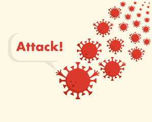 Fototapeta na wymiar Web banner with coronavirus or covid, pandemic or virus infection concept. Vector attention and alert illustration 