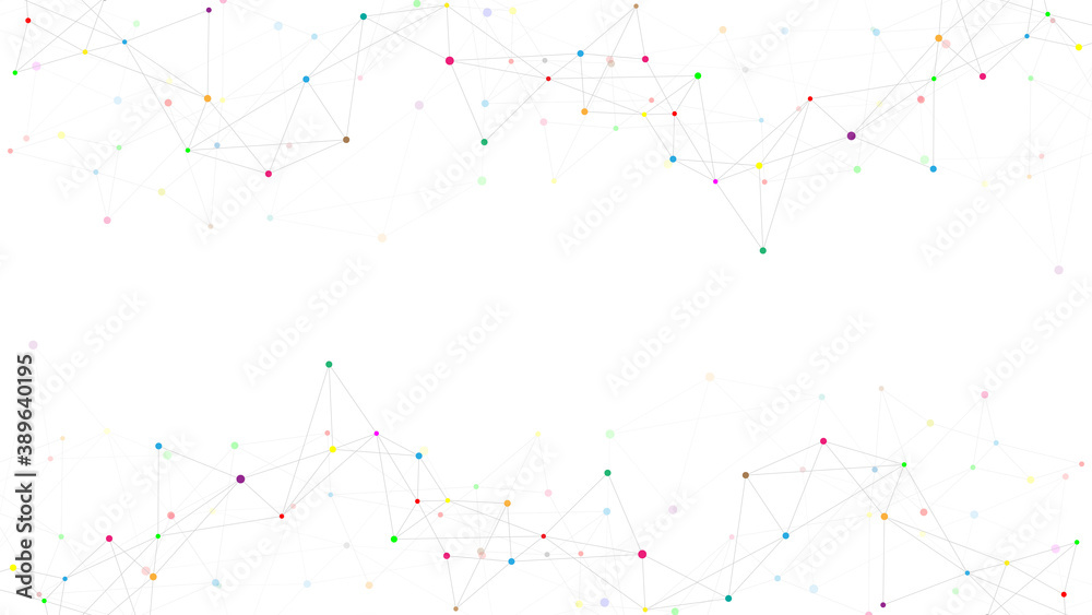 Fototapete Abstract plexus background with connecting dots and lines. Global network connection, digital technology and communication concept.
