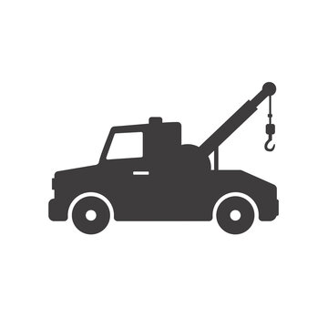 Recovery Truck 24 hour Tow Service - Black Vector Illustration Art