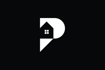 Logo design of  P PP in vector for construction, home, real estate, building, property. Minimal awesome trendy professional logo design template on black background.